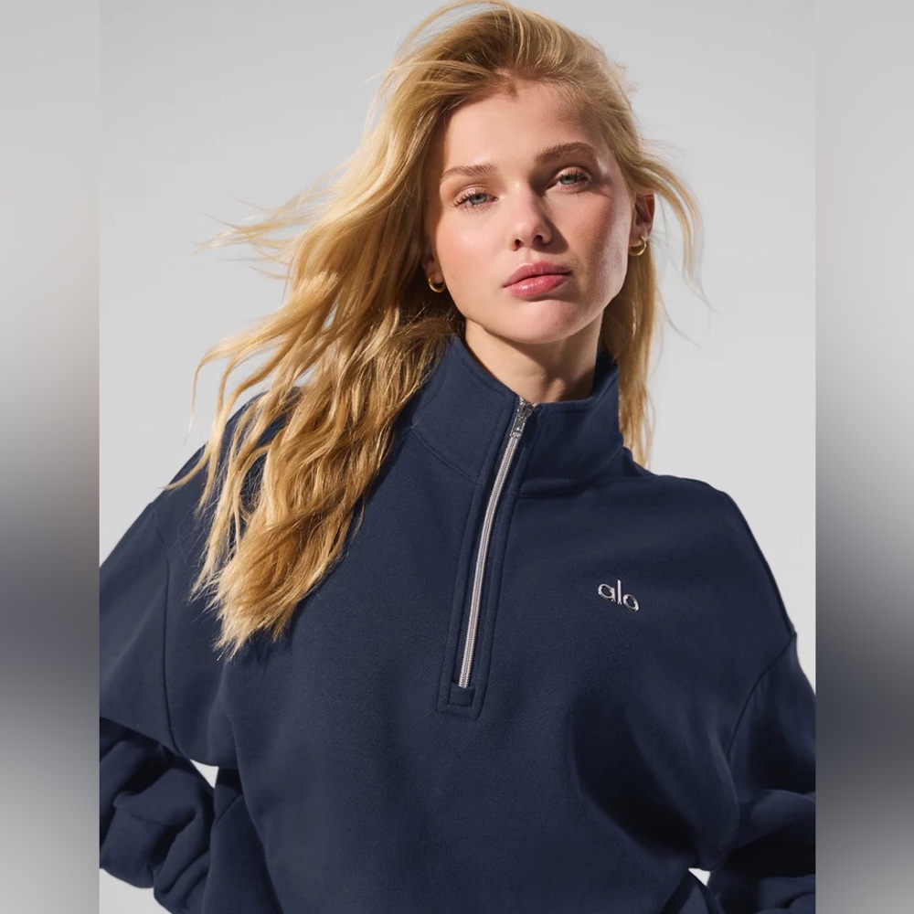 Alo Yoga Accolade 1/4 Zip Pullover Navy Size Medium [NEW] [MSRP: $148]